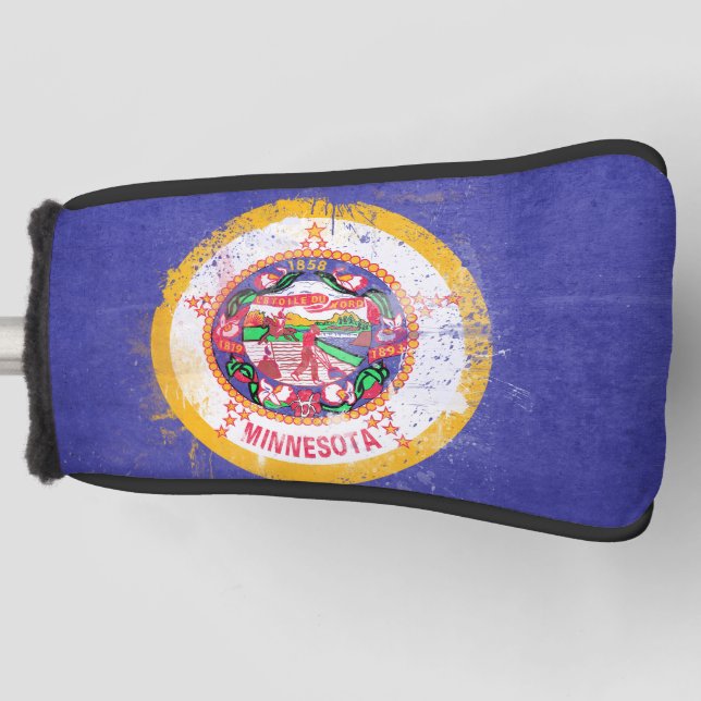 Distressed Minnesota State Flag Golf Head Cover (Front)