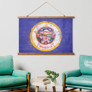 Distressed Minnesota State Flag   Hanging Tapestry