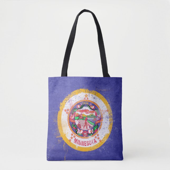 Distressed Minnesota State Flag Tote Bag (Front)