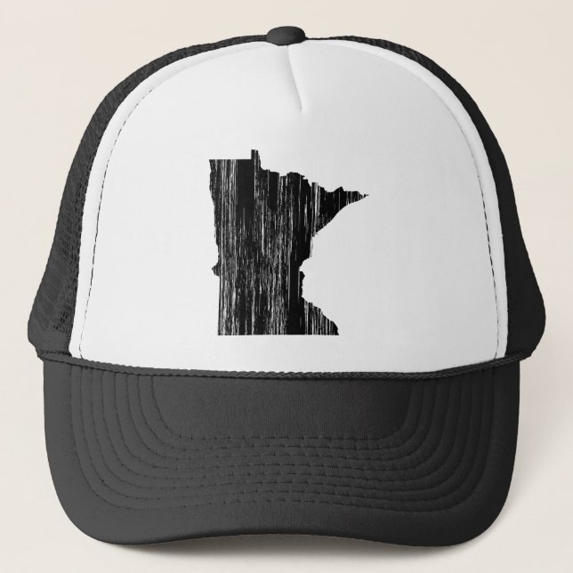Distressed Minnesota State Outline Trucker Hat (Front)