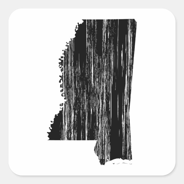 Distressed Mississippi State Outline Square Sticker (Front)