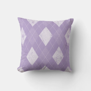 Distressed Monochrome Argyle Throw Pillow