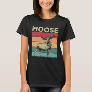 Distressed Moose Lover Boys Girls Retro Style Moos T-Shirt