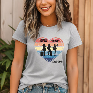 Distressed Multi Colour Heart Silhouette Girls Tri T-Shirt