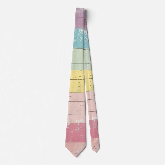 Distressed Multicolored Rainbow Stripe Tie (Front)