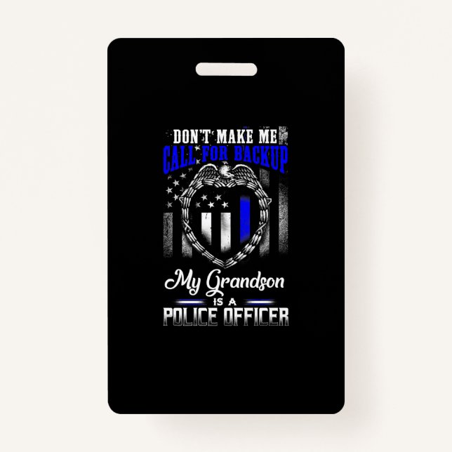 Distressed My Grandson Is A Police Officer Gift Badge (Front)