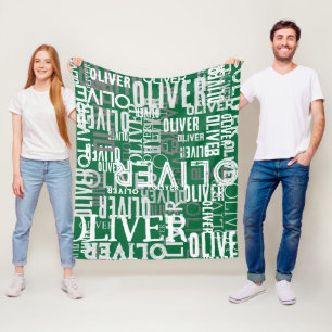 Distressed Names Replicated on Modern Green Fleece Blanket