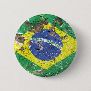 Distressed Nations™ - Brazil (button) 2 Inch Round Button