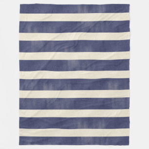Distressed Navy Blue Wide Stripes Pattern Fleece Blanket