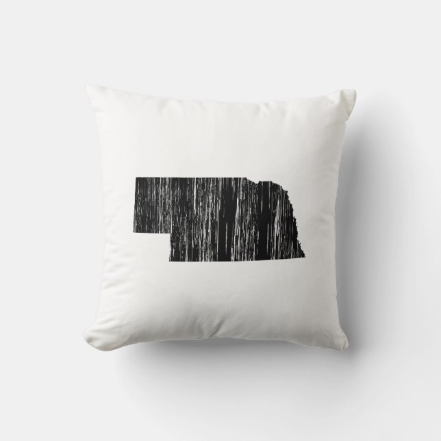 Distressed Nebraska State Outline Throw Pillow (Front)