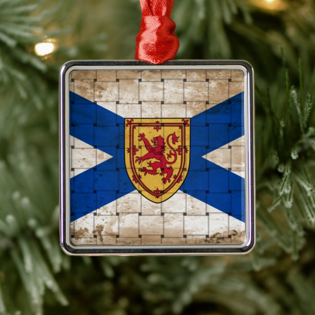 Distressed Nova Scotia Flag Metal Ornament (Tree)