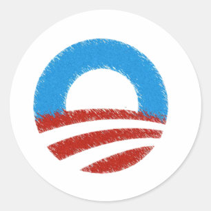 Distressed Obama Symbol Classic Round Sticker