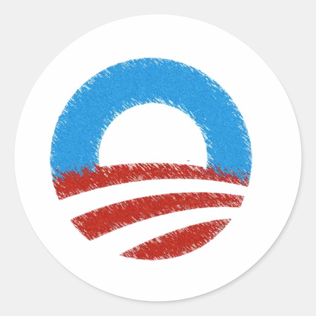 Distressed Obama Symbol Classic Round Sticker (Front)