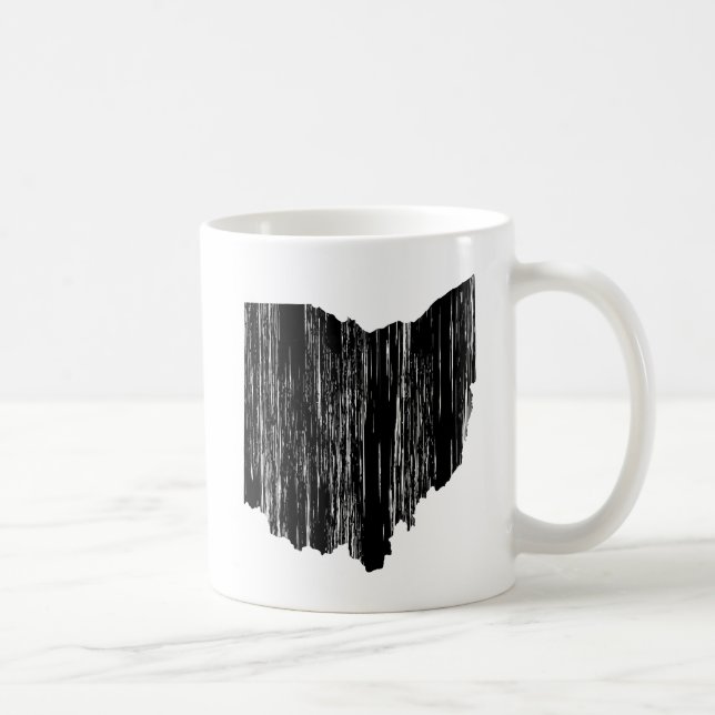 Distressed Ohio State Outline Coffee Mug (Right)