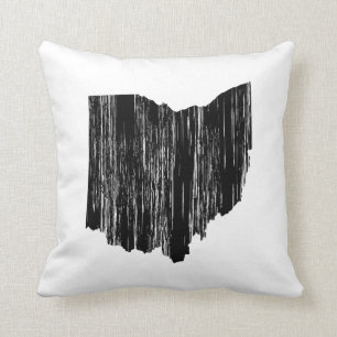 Distressed Ohio State Outline Throw Pillow