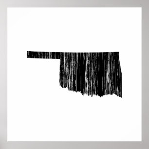 Distressed Oklahoma State Outline Poster