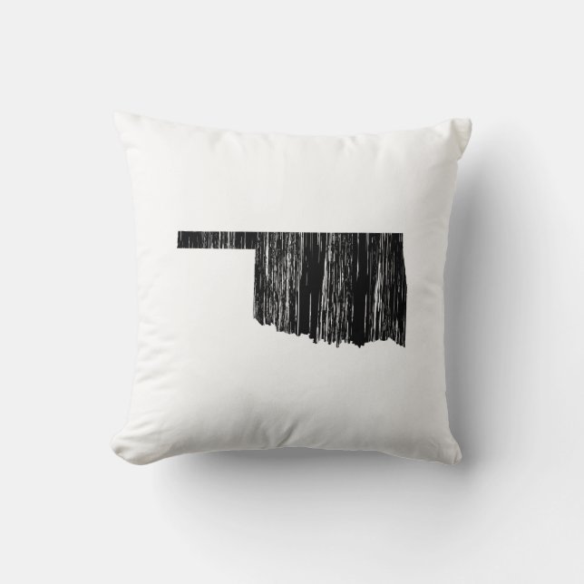 Distressed Oklahoma  State Outline Throw Pillow (Front)