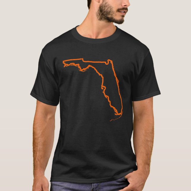 Distressed Orange Florida Outline T-Shirt (Front)