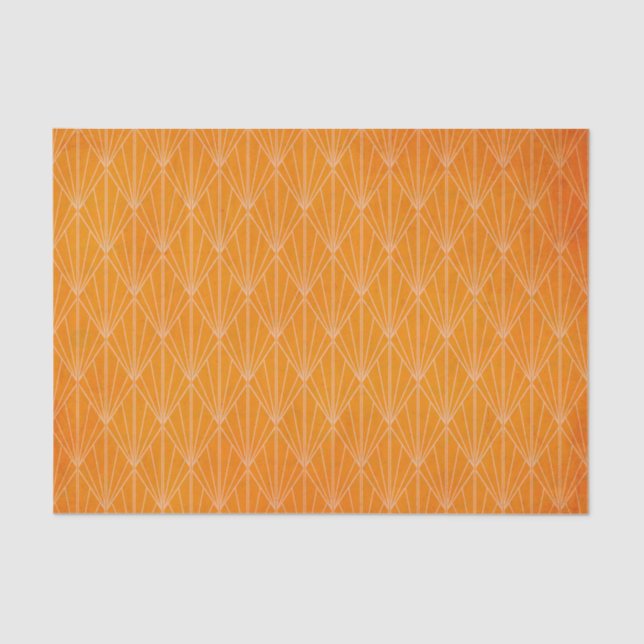 Distressed Orange Retro Art Deco Tissue Paper (Front)