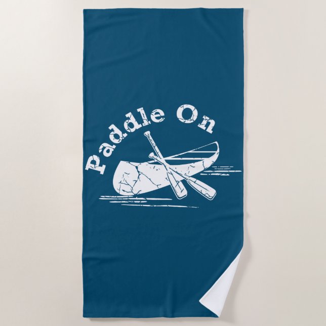 Distressed Paddle On Design - Beach Towel (Front)