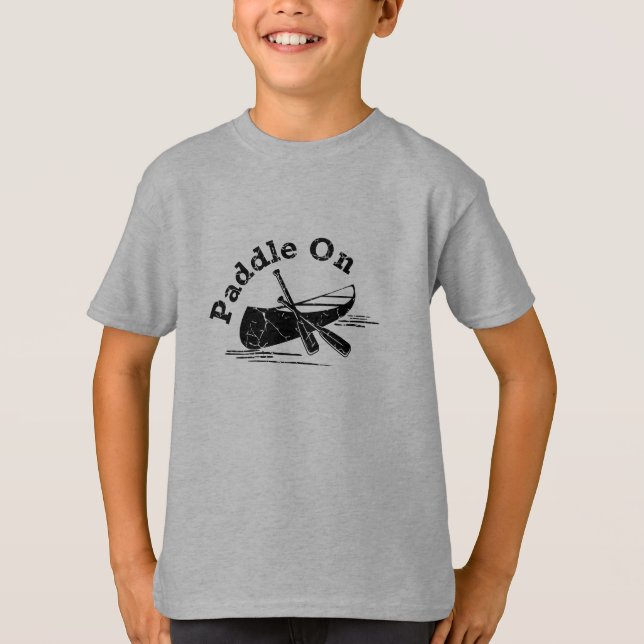 Distressed Paddle On Design - Kids' Basic T-Shirt (Front)