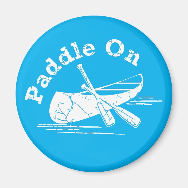 Distressed Paddle On Design - Round Magnet (Front)