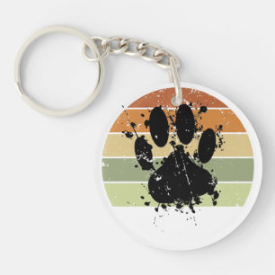 Distressed Paint Splatter Chien Paw Retro Sunset