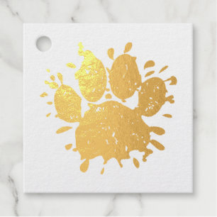 Distressed Paint Splatter Dog Paw Print Favour Tags