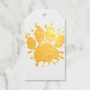 Distressed Paint Splatter Dog Paw Print Gift Tags