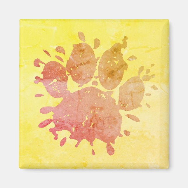 Distressed Paint Splatter Dog Paw Print Magnet (Front)