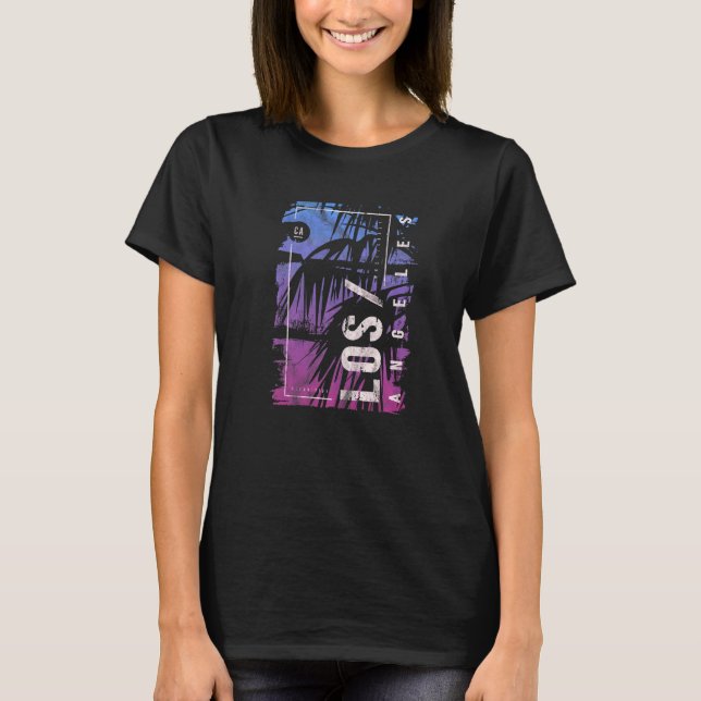 Distressed Palm Tree Sunset Dreaming Of La   T-Shirt (Front)