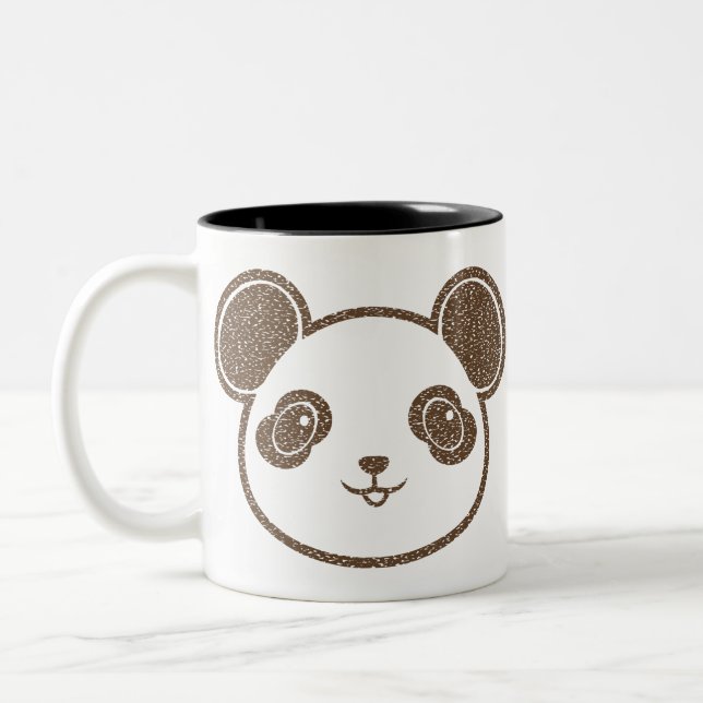 Distressed Panda Bear Two-Tone Coffee Mug (Left)