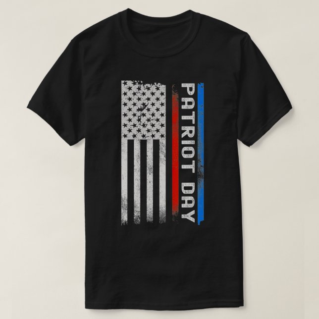 Distressed Patriot Day American Flag  T-Shirt (Design Front)