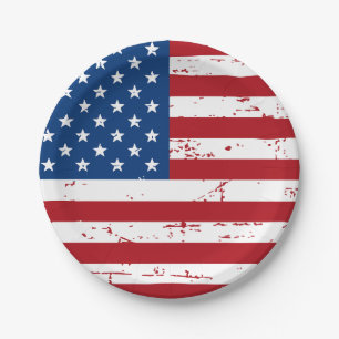 Distressed Patriotic American Flag Paper Plate