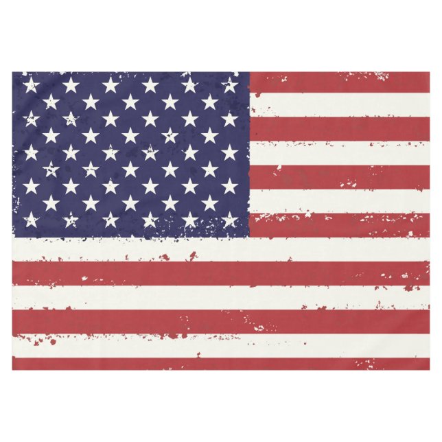 Distressed Patriotic American Flag Tablecloth (Front (Horizontal))