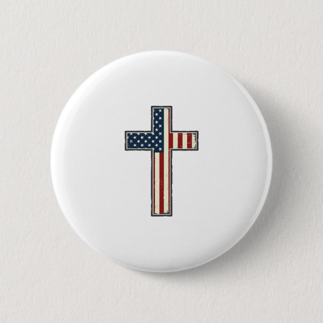 Distressed Patriotic Cross Vector Design_1 2 Inch Round Button (Front)