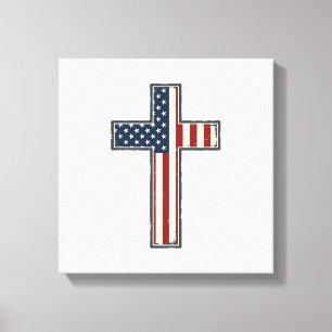 Distressed Patriotic Cross Vector Design_1 Canvas Print