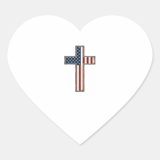 Distressed Patriotic Cross Vector Design_1 Heart Sticker (Front)