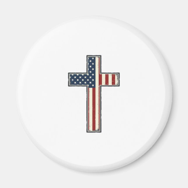Distressed Patriotic Cross Vector Design_1 Magnet (Front)