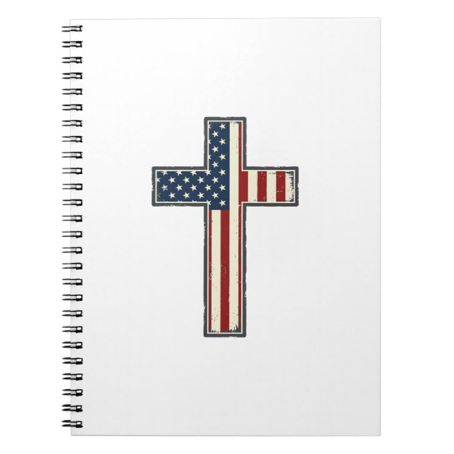 Distressed Patriotic Cross Vector Design_1 Notebook (Front)