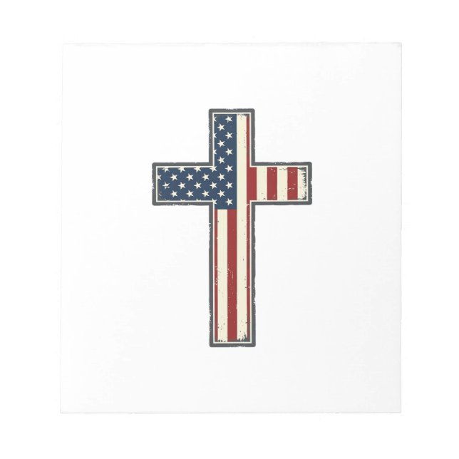 Distressed Patriotic Cross Vector Design_1 Notepad (Front)