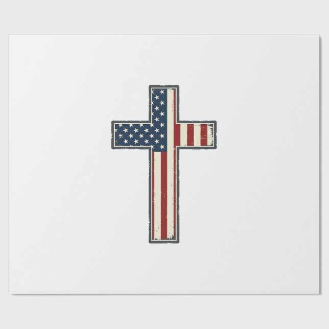 Distressed Patriotic Cross Vector Design_1 Wrapping Paper (Flat)