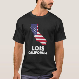 Distressed Patriotic USA Flag Lois California T-Shirt