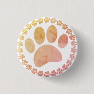 Distressed Paw And Round Frame Dog Print Pattern 1 Inch Round Button