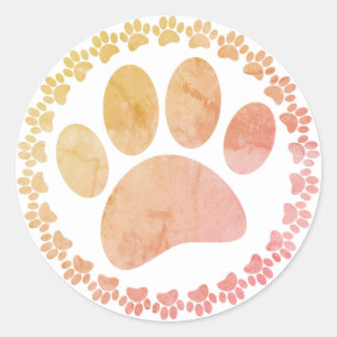 Distressed Paw And Round Frame Dog Print Pattern Classic Round Sticker