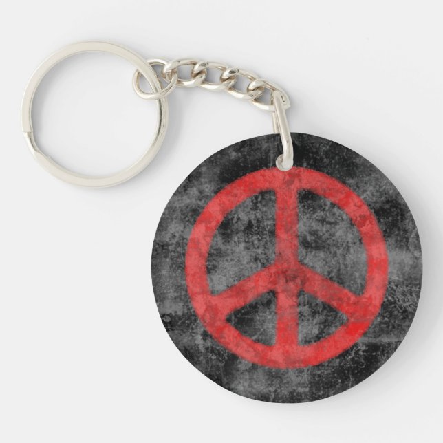 Distressed Peace Sign Keychain (Front)