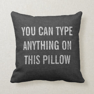 Distressed Personalized Dark Grey Burlap Throw Pillow