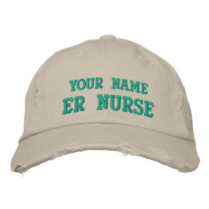 Distressed personalized ER Nurse Cap