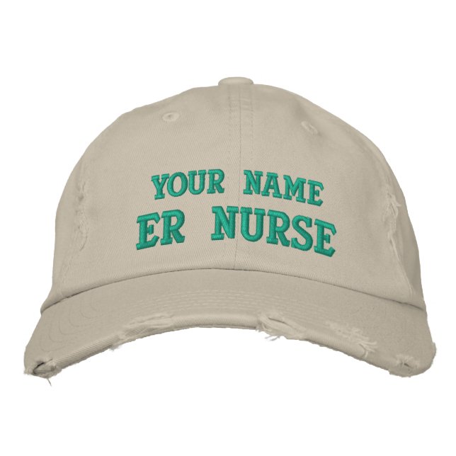 Distressed personalized ER Nurse Cap (Front)