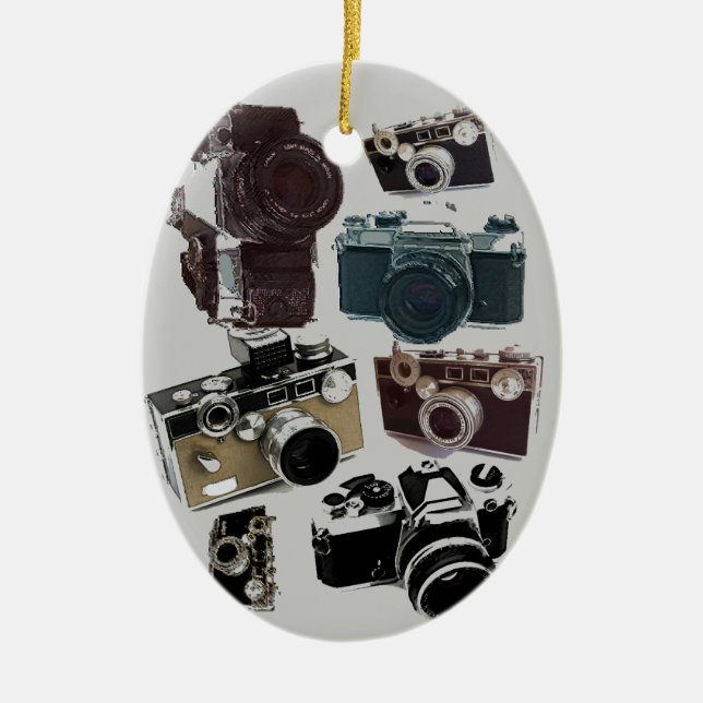 distressed photographer photography retro Camera Ceramic Ornament (Front)